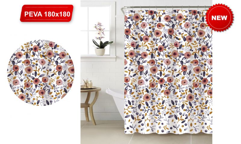 Cortina de baño peva diseño primavera 180x180cm