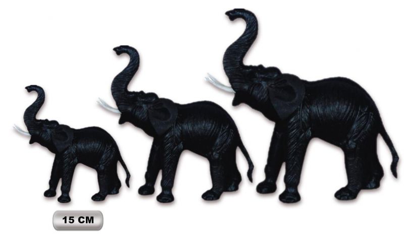 Figura elefante negro buena suerte de piel 15 cm