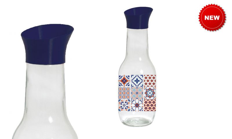 Botella de vidrio azulejos 1 litro con pico versador