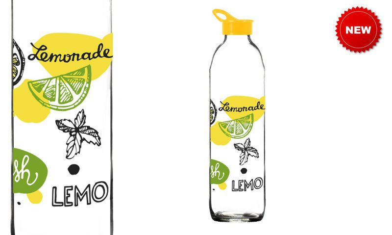 Botella de vidrio lemonado 1 litro con tapa flexible