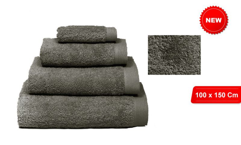 Toalla gris oscuro 100% algodón 100x150cm