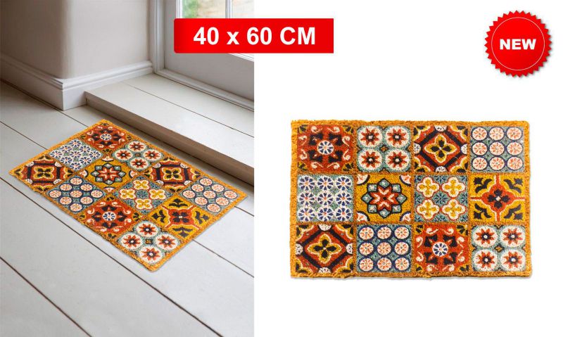 Felpudo de coco mosaico multicolor 40x60 cm.